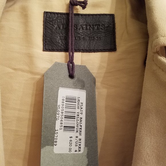 NWT All Saints Balfern leather biker jacket US 4 - Picture 8 of 16